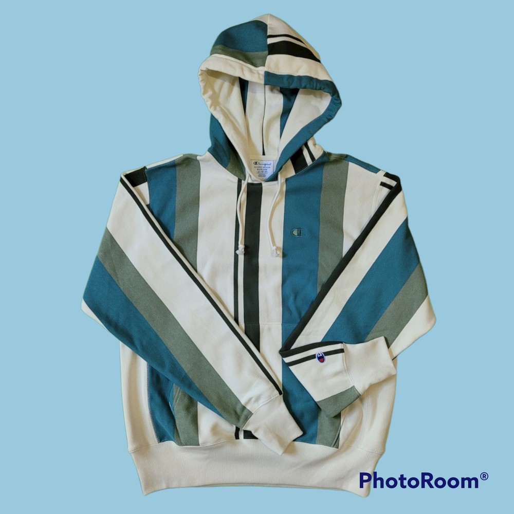 Champion Reverse Weave Hoodie -  Mighty Oak Vertstripe Ground Green - Medium
